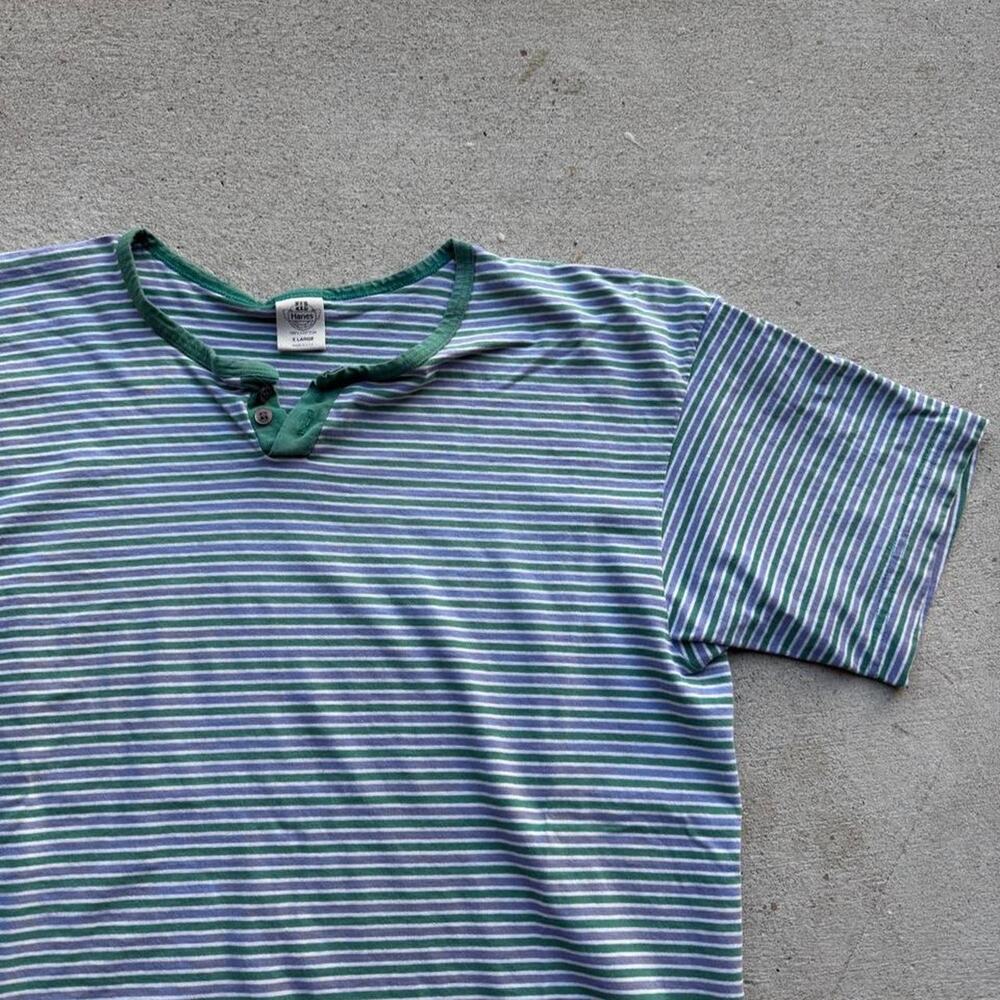 Vintage 90s striped henley tee shirt XL